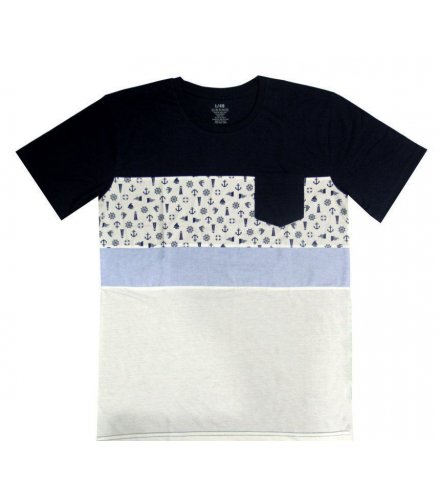 MC103 - Blue Casual Cotton Printed Tshirt